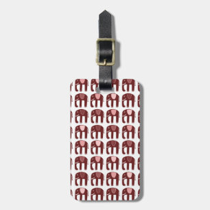 Étiquette À Bagage Motif Eléphants rouges roses mignons CUSTOMISÉ