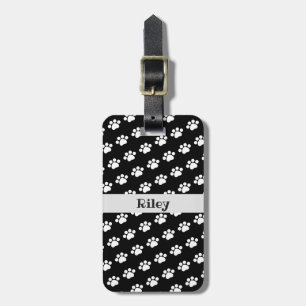 Étiquette À Bagage Motif Empreinte de patte blanc personnalisé