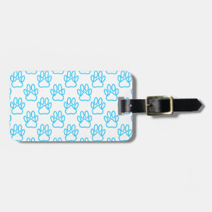 Étiquette À Bagage Motif Empreinte de patte de Blue Neon Dog