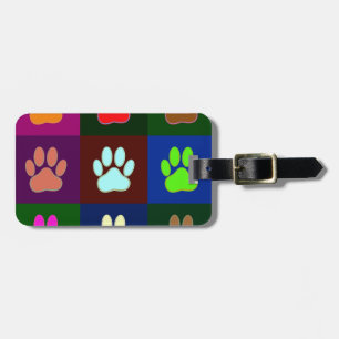 Étiquette À Bagage Motif Empreinte de patte de chien multicolore