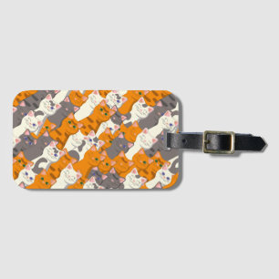 Étiquette À Bagage Motif en diagonale du chat noir blanc gingembre