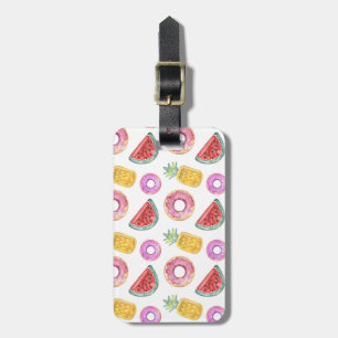 Étiquette À Bagage Motif en pastel de flotteur de piscine d'aquarelle