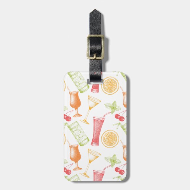 Étiquette À Bagage Motif esquissé de cocktail (Devant Vertical)