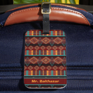 Étiquette À Bagage Motif ethnique géométrique du sud-ouest