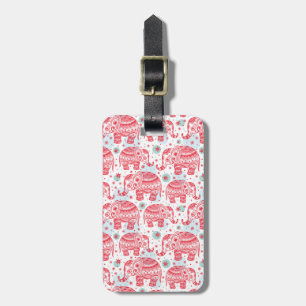 Étiquette À Bagage Motif ethnique rouge d'éléphant