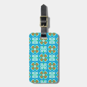 Étiquette À Bagage Motif ethnique turquoise