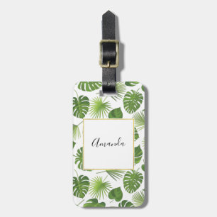 Étiquette À Bagage Motif Feuille élégant Green Tropical