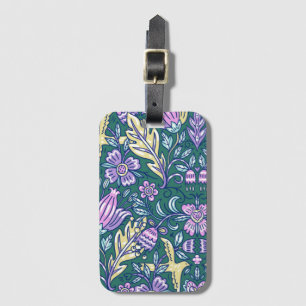 Étiquette À Bagage Motif Fleurs et Oiseaux de Style Antique