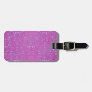 Étiquette À Bagage Motif floral complexe damassé pourpre fuchsia