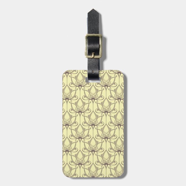 Étiquette À Bagage Motif floral crème (Devant Vertical)