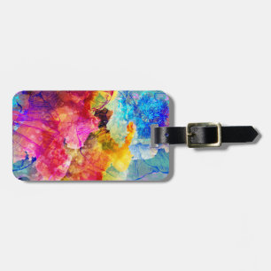 Étiquette À Bagage Motif floral d'aquarelle audacieuse et lumineuse