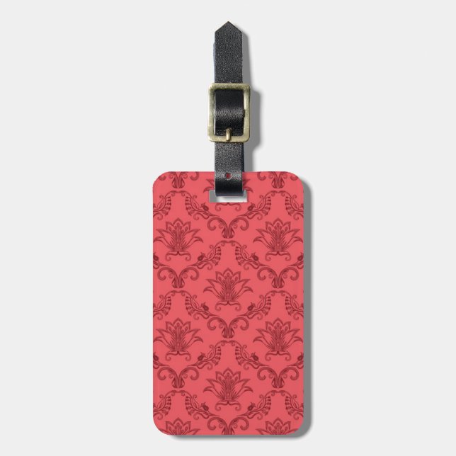 Étiquette À Bagage Motif floral de damassé (Devant Vertical)