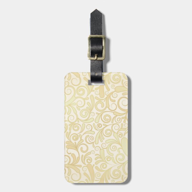 Étiquette À Bagage Motif floral de feuille d'or (Devant Vertical)