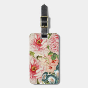 Étiquette À Bagage Motif floral de printemps de pivoine rétro