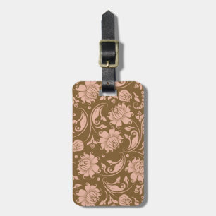 Étiquette À Bagage Motif floral de rose et de brun