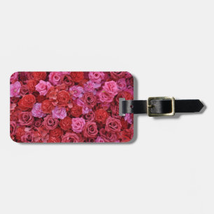 Étiquette À Bagage Motif floral de roses roses et rouges