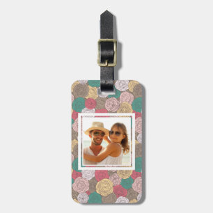 Étiquette À Bagage Motif floral élégant de photo faite sur commande.