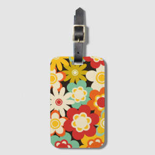 Étiquette À Bagage Motif floral mignon rétro coloré vif