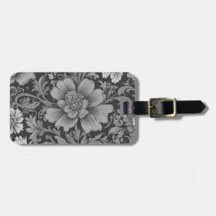 Étiquette À Bagage Motif floral monochrome vintage