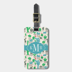 Étiquette À Bagage Motif floral naturel mignon de cactus