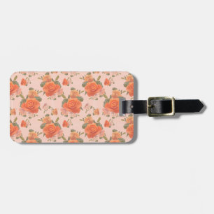 Étiquette À Bagage motif floral rose orange rose mariage printemps