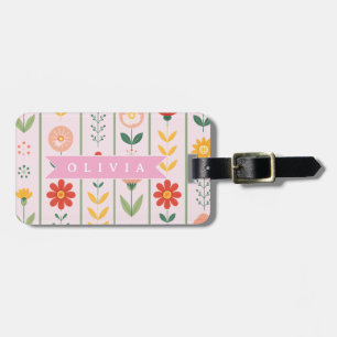 Étiquette À Bagage Motif floral scandinave folklorique personnalisé