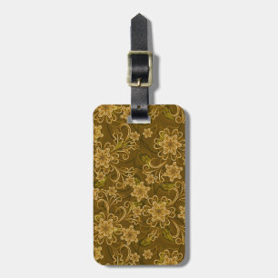Étiquette À Bagage Motif floral vintage d'or