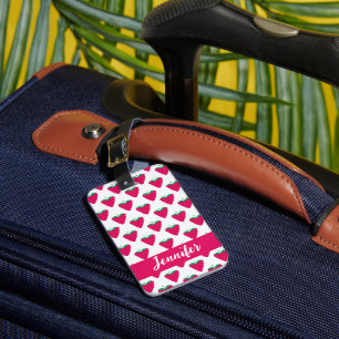 Étiquette À Bagage Motif Framboise Rose Personnalisable