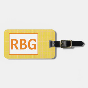 Étiquette À Bagage Motif géométrique blanc orange vif