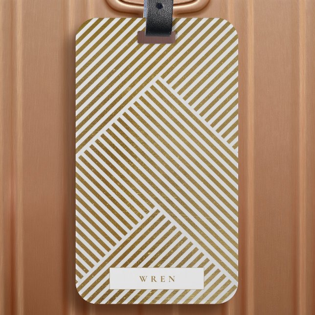 Étiquette À Bagage Motif géométrique or élégant luxe sophistiqué (Créateur téléchargé)