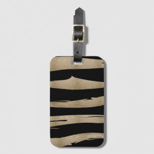 Étiquette À Bagage motif géométrique preppy bandes noir et or