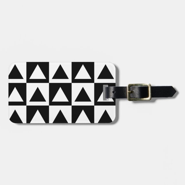 Étiquette À Bagage Motif géométrique triangle noir et blanc (Devant horizontal)