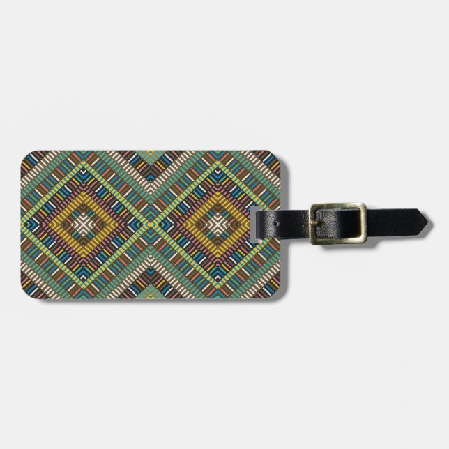 Étiquette À Bagage Motif géométrique tribal Boho Ethnic Aztec (Devant horizontal)