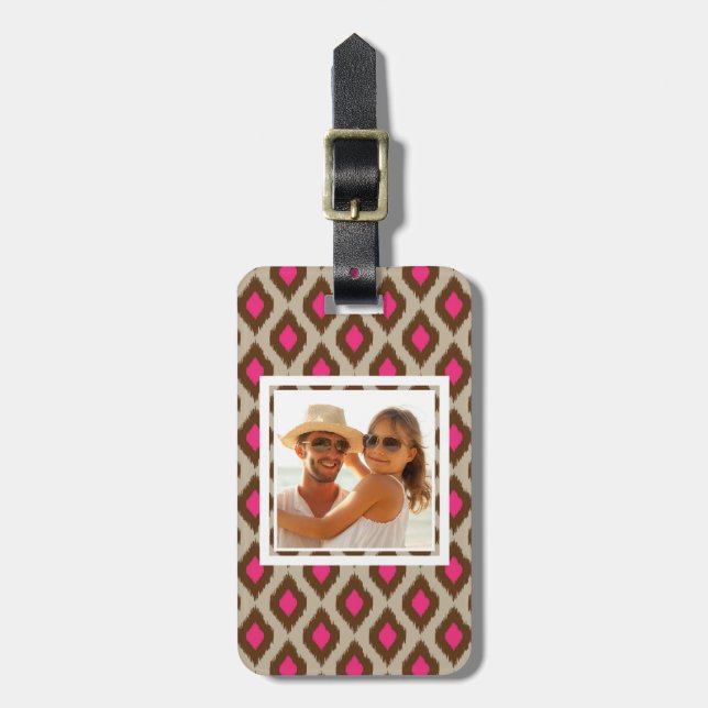 Étiquette À Bagage motif Ikat personnalisé (Devant Vertical)