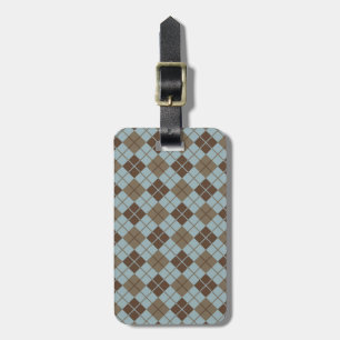 Étiquette À Bagage Motif Jacquard en bleu et en taupe