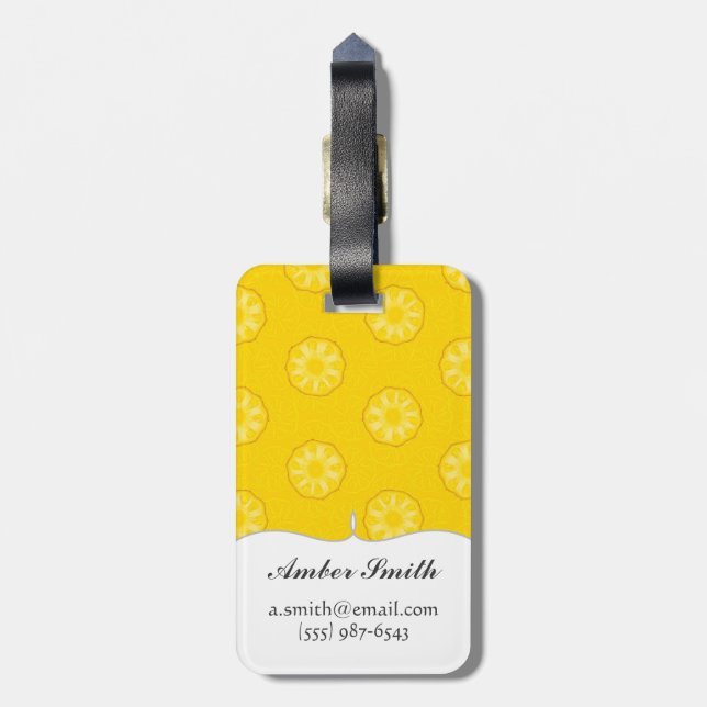 Étiquette À Bagage Motif jaune de tranches d'ananas (Dos Vertical)