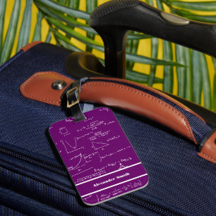 Étiquette À Bagage Motif joli d'équations mathématiques violettes pou