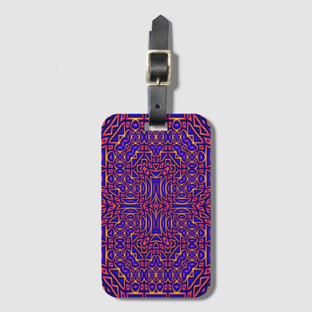Étiquette À Bagage Motif Kaleidoscope Classé Rétro (Devant Vertical)