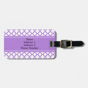 Étiquette À Bagage Motif Lavender Quatrefoil