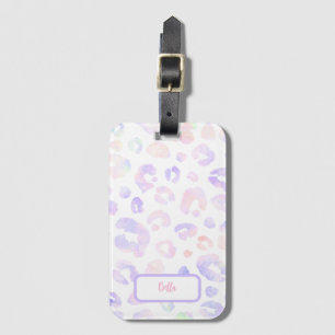 Étiquette À Bagage Motif léopard blanc métallique
