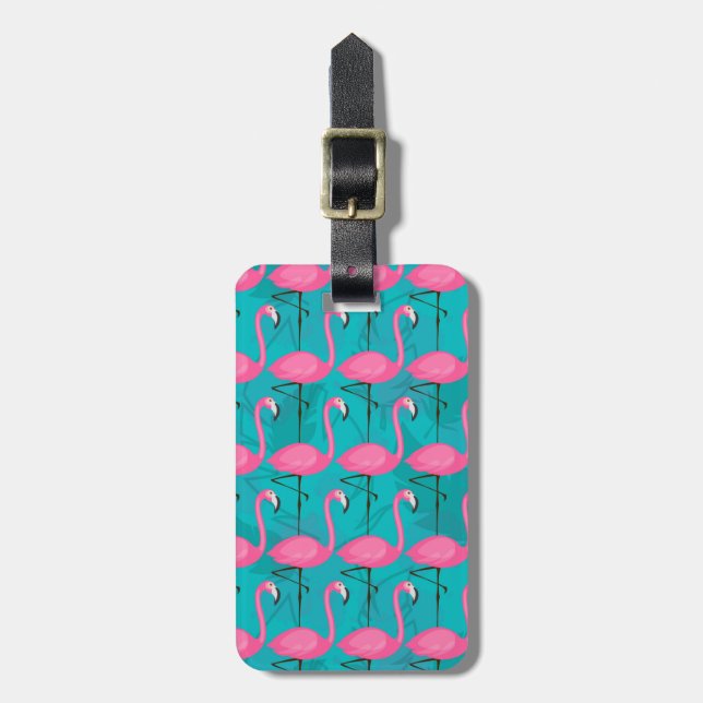 Étiquette À Bagage Motif lumineux nommé fait sur commande de Flamant (Devant Vertical)