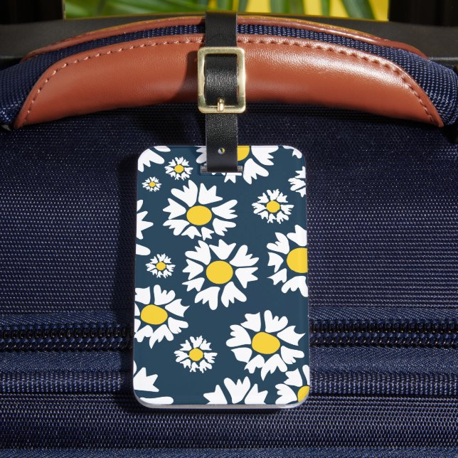 Étiquette À Bagage Motif marguerrier, motif floral, marguerites blanc (Insitu Rectoal 2)