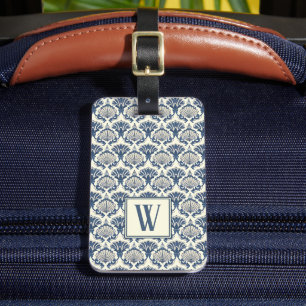 Étiquette À Bagage Motif marine bleu et crème