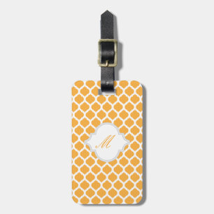 Étiquette À Bagage Motif marocain orange avec bagages Monogrammes Tag