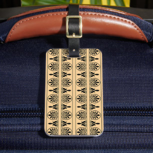 Étiquette À Bagage Motif Méditerranéen Arabesque Grec Brun