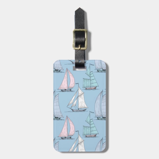 Étiquette À Bagage Motif mignon 1 de voilier (Devant Vertical)