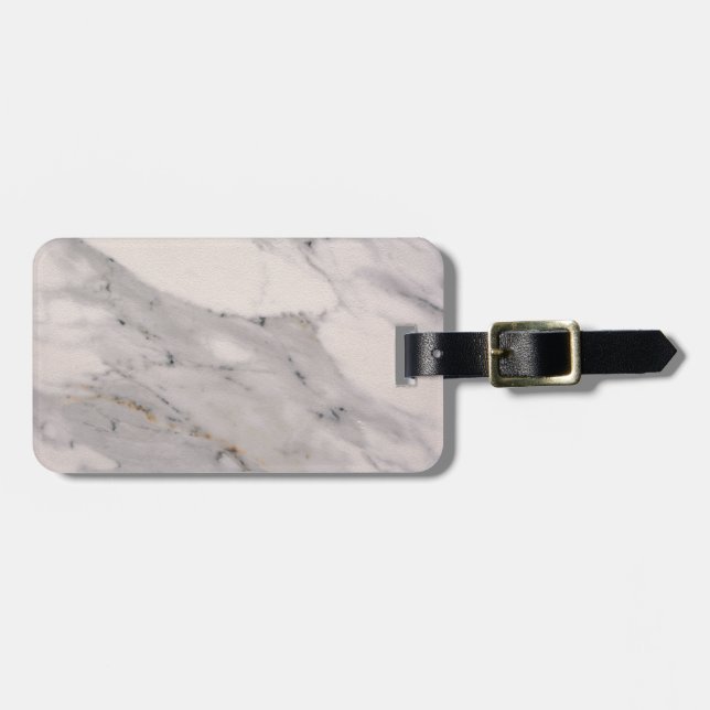 Étiquette À Bagage Motif moderne en marbre noir gris rose (Devant horizontal)