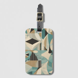 Étiquette À Bagage Motif moderne turquoise géométrique du milieu du s