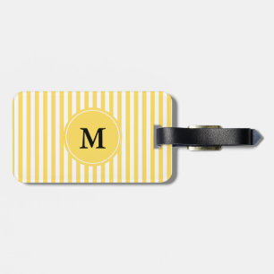 Étiquette À Bagage Motif Monogram Yellow and White Stripes