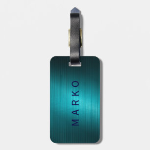 Étiquette À Bagage Motif-Monogramme en métal bleu turquoise
